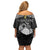 Personalized Brecknockshire Sir Frycheiniog Family Matching Off Shoulder Short Dress and Hawaiian Shirt Black Brecon Beacons Mountain Celtic-inspired - Wonder Print Shop