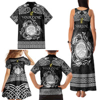 Personalized Brecknockshire Sir Frycheiniog Family Matching Tank Maxi Dress and Hawaiian Shirt Black Brecon Beacons Mountain Celtic-inspired - Wonder Print Shop