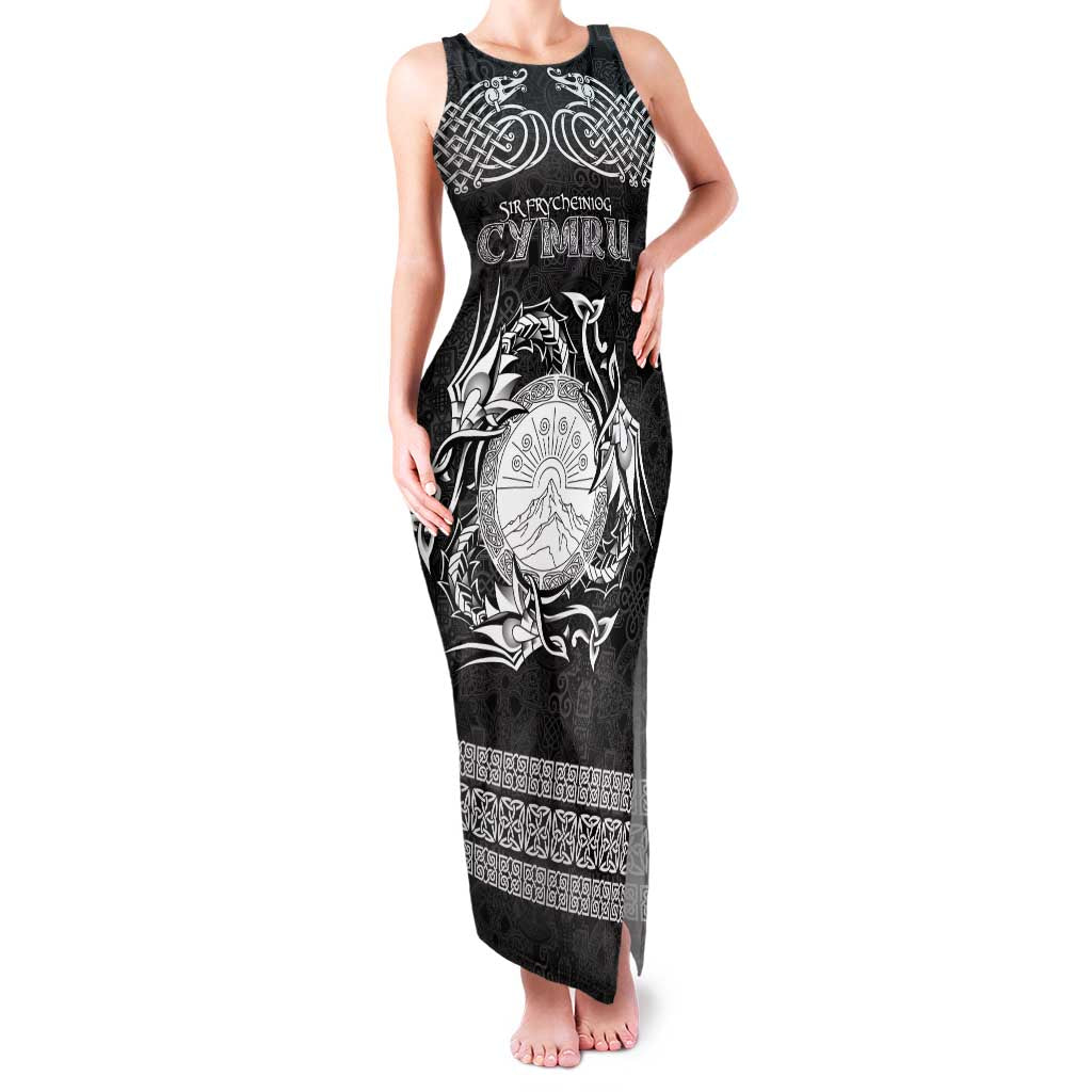 Personalized Brecknockshire Sir Frycheiniog Family Matching Tank Maxi Dress and Hawaiian Shirt Black Brecon Beacons Mountain Celtic-inspired - Wonder Print Shop