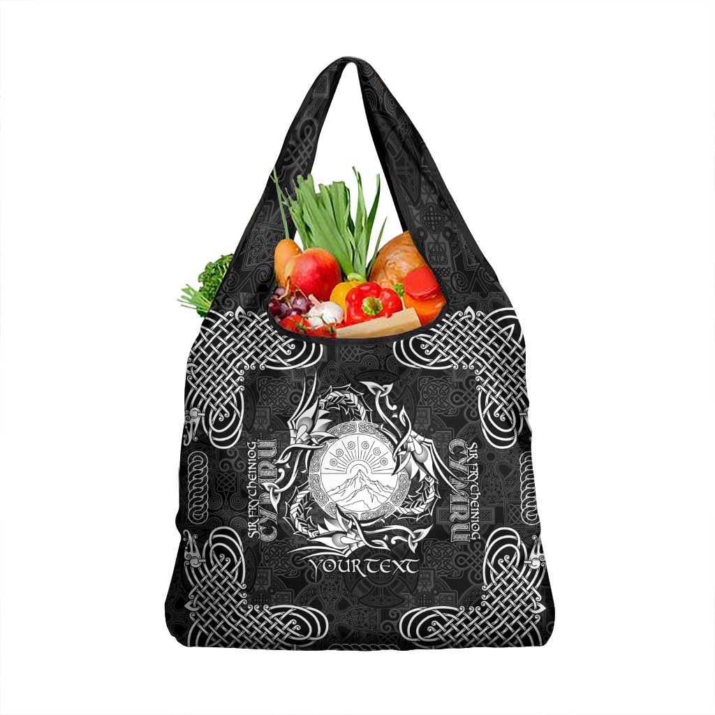 Personalized Brecknockshire Sir Frycheiniog Grocery Bag Black Brecon Beacons Mountain Celtic-inspired - Wonder Print Shop