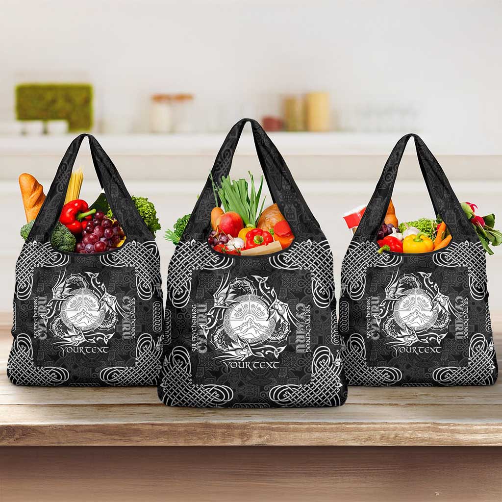 Personalized Brecknockshire Sir Frycheiniog Grocery Bag Black Brecon Beacons Mountain Celtic-inspired - Wonder Print Shop