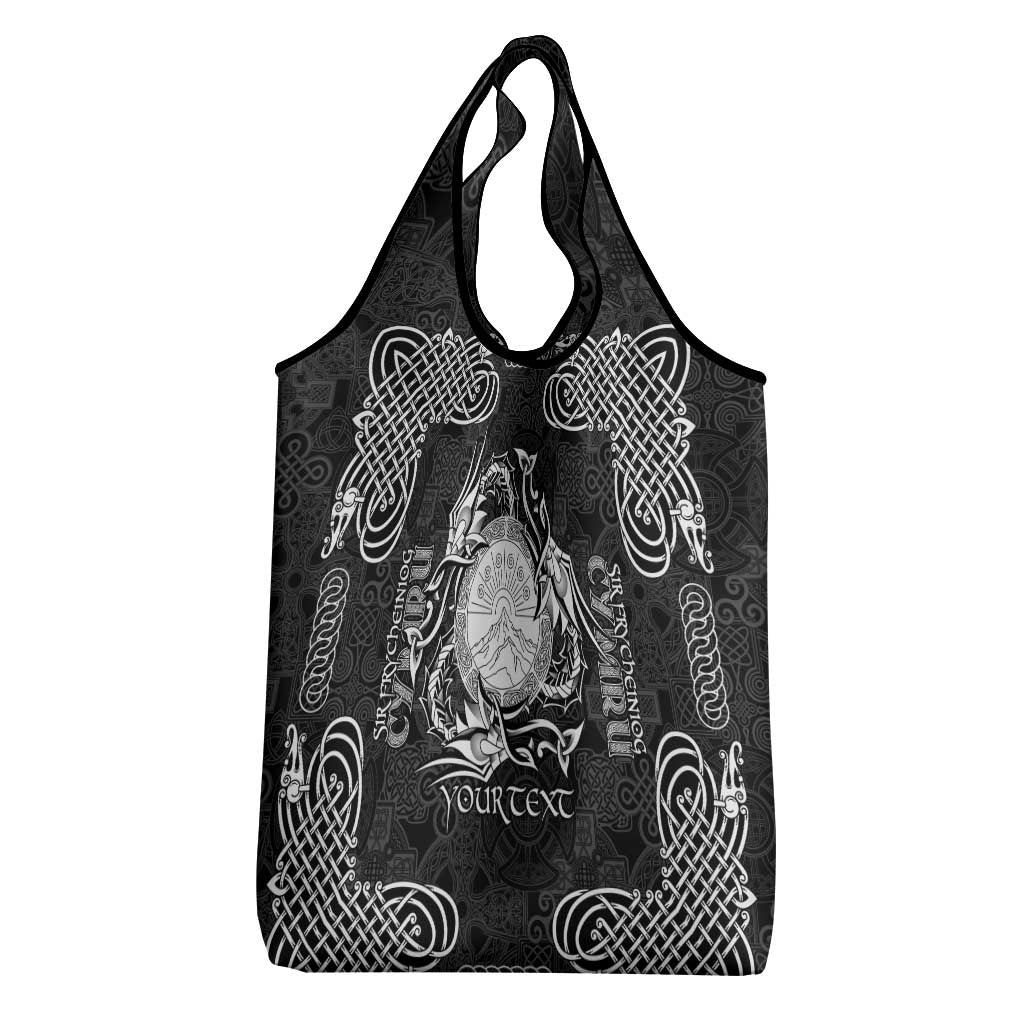 Personalized Brecknockshire Sir Frycheiniog Grocery Bag Black Brecon Beacons Mountain Celtic-inspired - Wonder Print Shop
