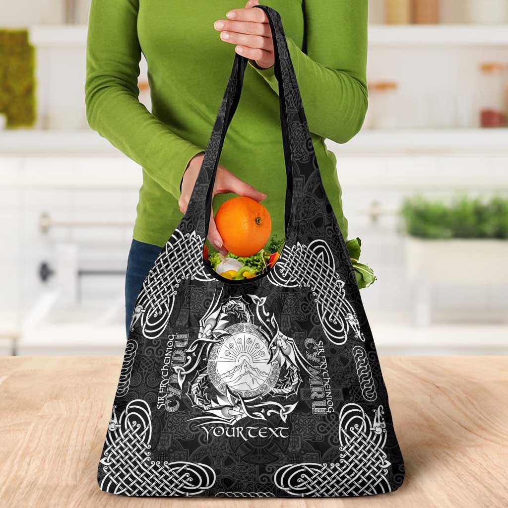 Personalized Brecknockshire Sir Frycheiniog Grocery Bag Black Brecon Beacons Mountain Celtic-inspired - Wonder Print Shop