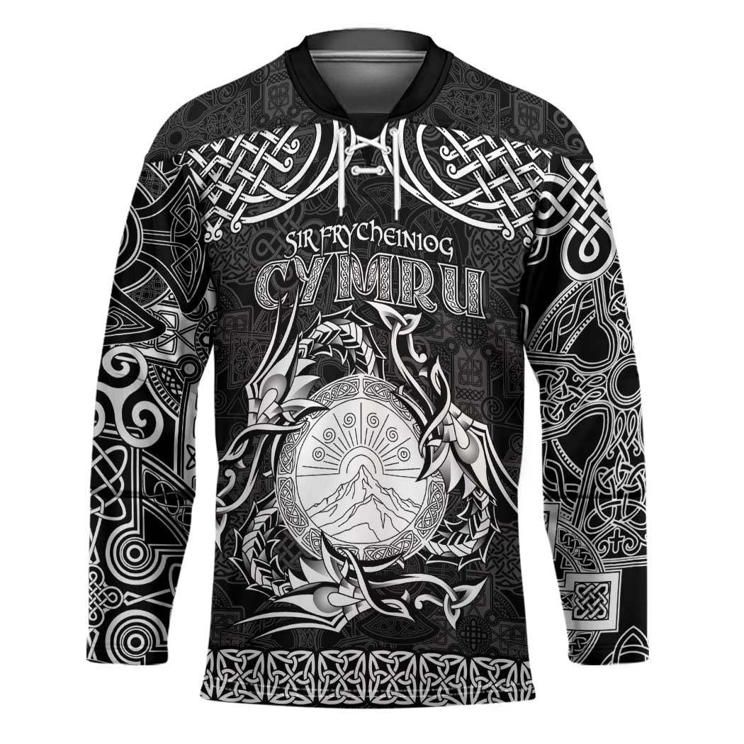 Personalized Brecknockshire Sir Frycheiniog Hockey Jersey Black Brecon Beacons Mountain Celtic-inspired - Wonder Print Shop