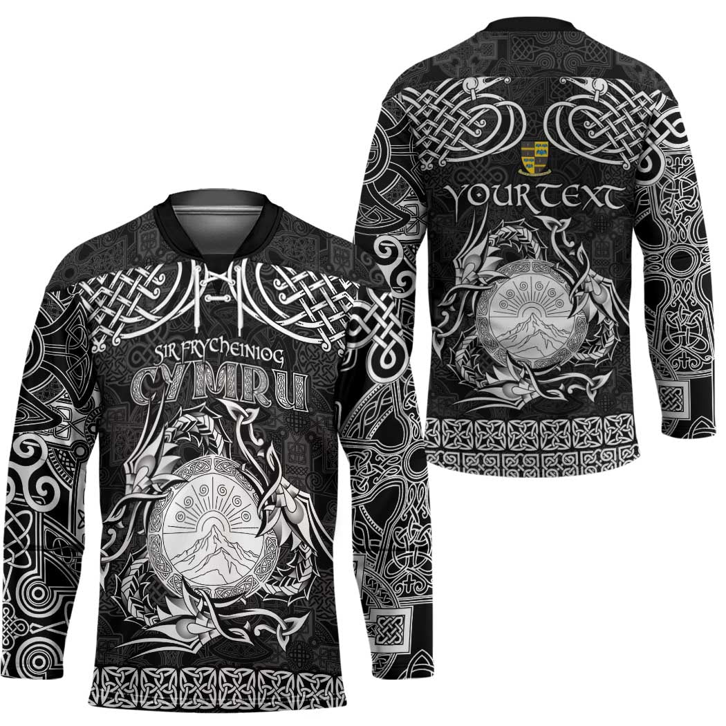 Personalized Brecknockshire Sir Frycheiniog Hockey Jersey Black Brecon Beacons Mountain Celtic-inspired - Wonder Print Shop