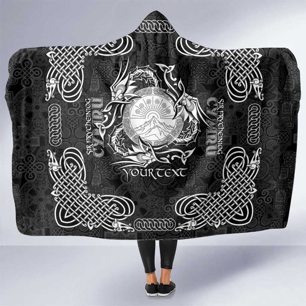Personalized Brecknockshire Sir Frycheiniog Hooded Blanket Black Brecon Beacons Mountain Celtic-inspired - Wonder Print Shop
