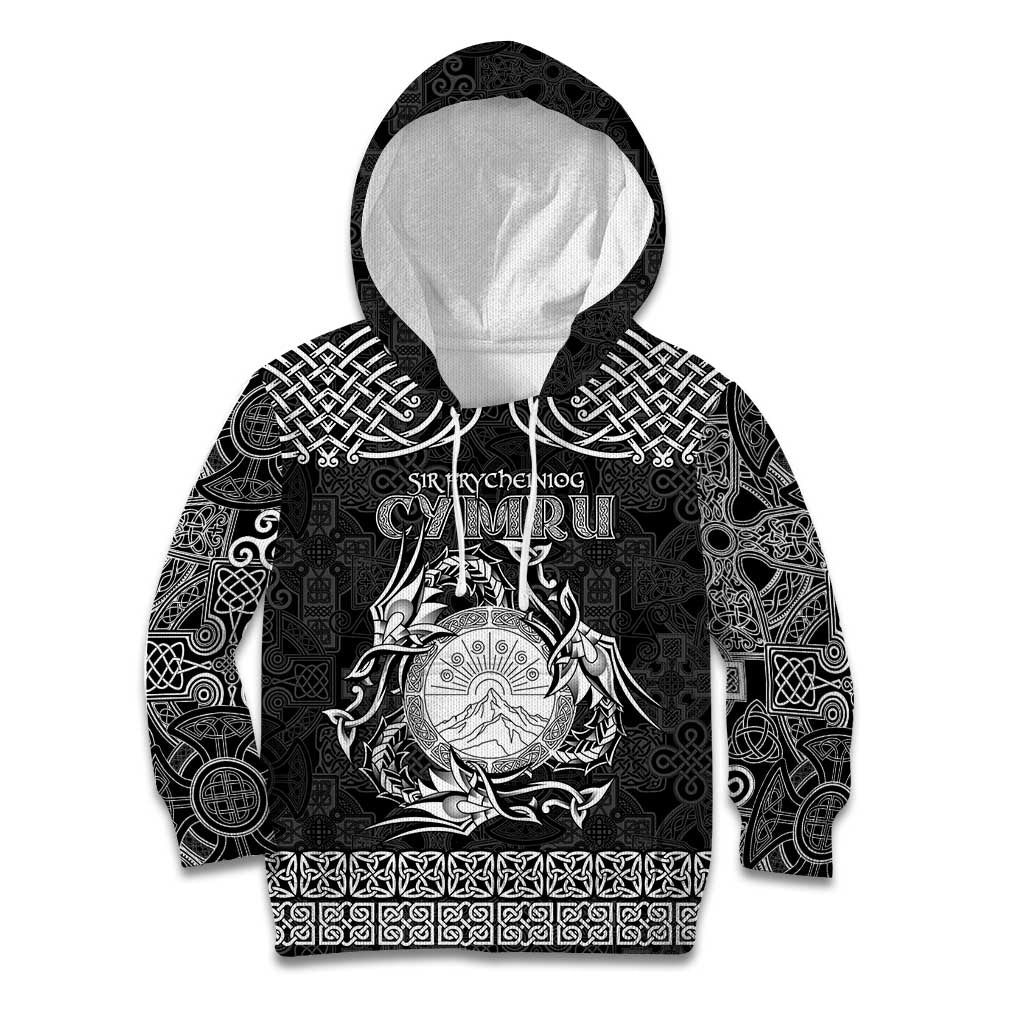 Personalized Brecknockshire Sir Frycheiniog Kid Hoodie Black Brecon Beacons Mountain Celtic-inspired - Wonder Print Shop