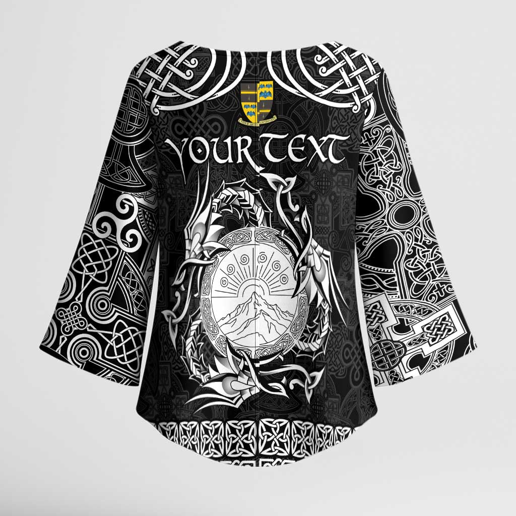 Personalized Brecknockshire Sir Frycheiniog Kimono Sleeve Blouse Black Brecon Beacons Mountain Celtic-inspired - Wonder Print Shop