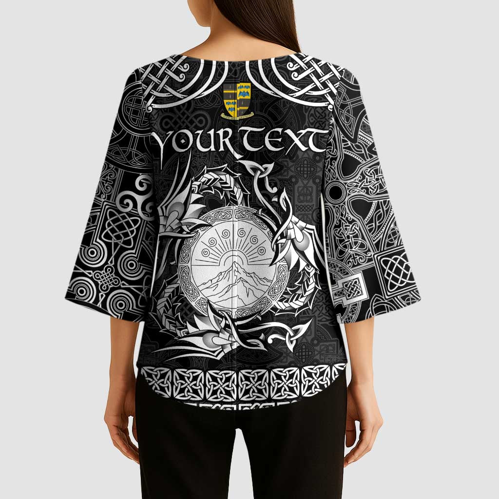Personalized Brecknockshire Sir Frycheiniog Kimono Sleeve Blouse Black Brecon Beacons Mountain Celtic-inspired - Wonder Print Shop