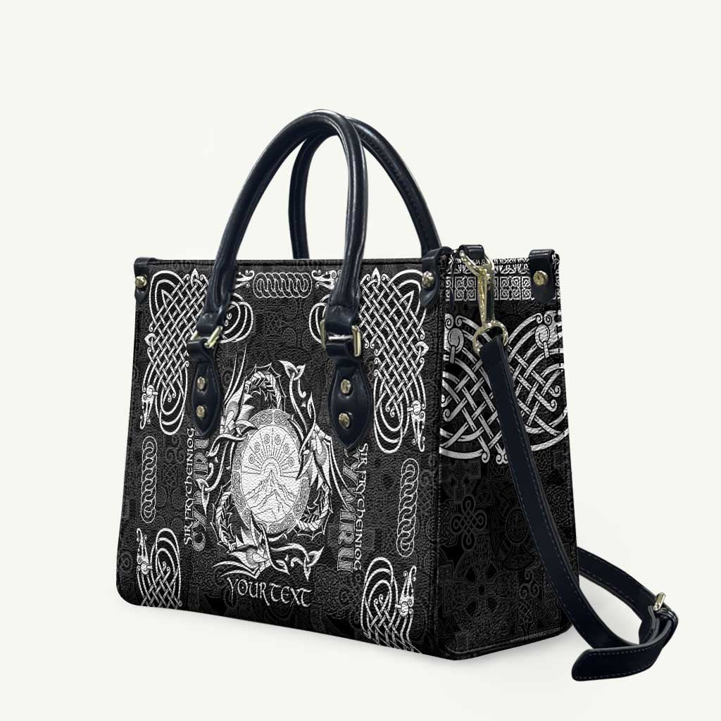 Personalized Brecknockshire Sir Frycheiniog Leather Bag Black Brecon Beacons Mountain Celtic-inspired - Wonder Print Shop
