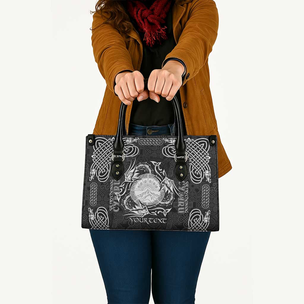 Personalized Brecknockshire Sir Frycheiniog Leather Bag Black Brecon Beacons Mountain Celtic-inspired - Wonder Print Shop