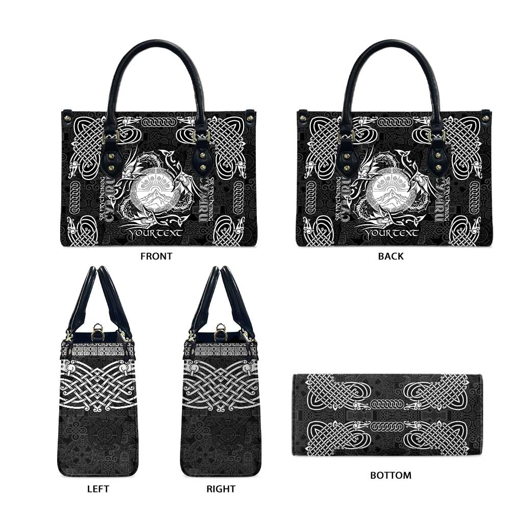 Personalized Brecknockshire Sir Frycheiniog Leather Bag Black Brecon Beacons Mountain Celtic-inspired - Wonder Print Shop