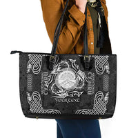 Personalized Brecknockshire Sir Frycheiniog Leather Tote Bag Black Brecon Beacons Mountain Celtic-inspired - Wonder Print Shop