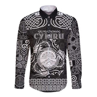 Personalized Brecknockshire Sir Frycheiniog Long Sleeve Button Shirt Black Brecon Beacons Mountain Celtic-inspired - Wonder Print Shop