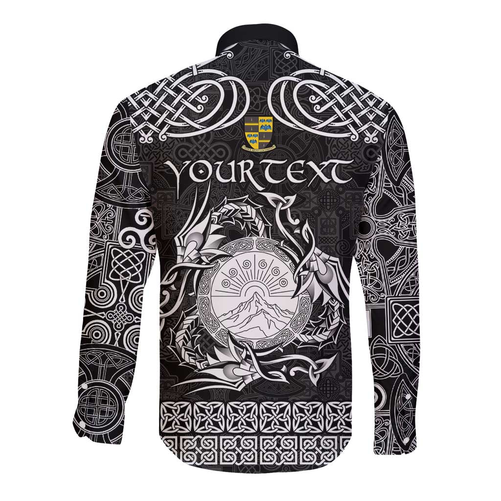 Personalized Brecknockshire Sir Frycheiniog Long Sleeve Button Shirt Black Brecon Beacons Mountain Celtic-inspired - Wonder Print Shop