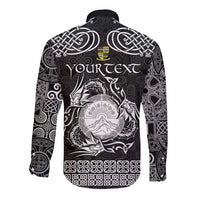 Personalized Brecknockshire Sir Frycheiniog Long Sleeve Button Shirt Black Brecon Beacons Mountain Celtic-inspired - Wonder Print Shop