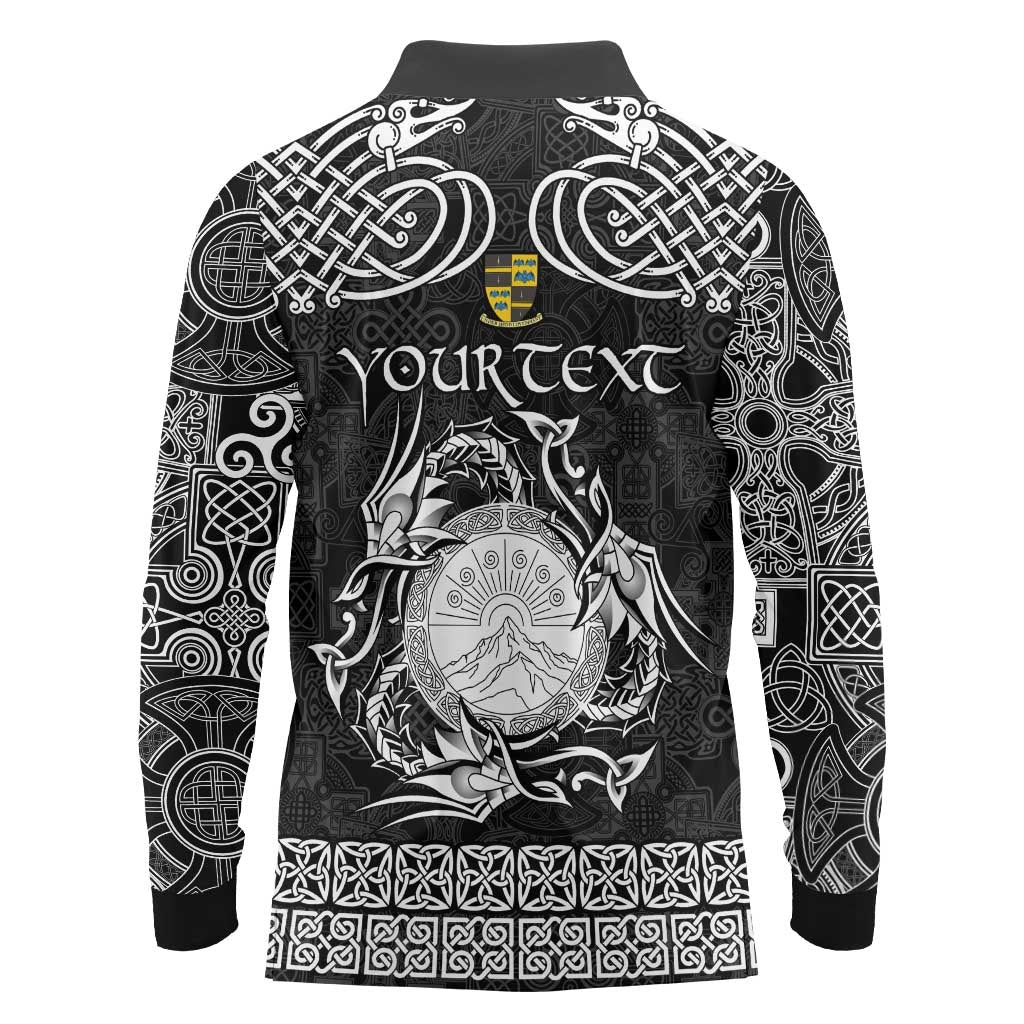 Personalized Brecknockshire Sir Frycheiniog Long Sleeve Polo Shirt Black Brecon Beacons Mountain Celtic-inspired - Wonder Print Shop