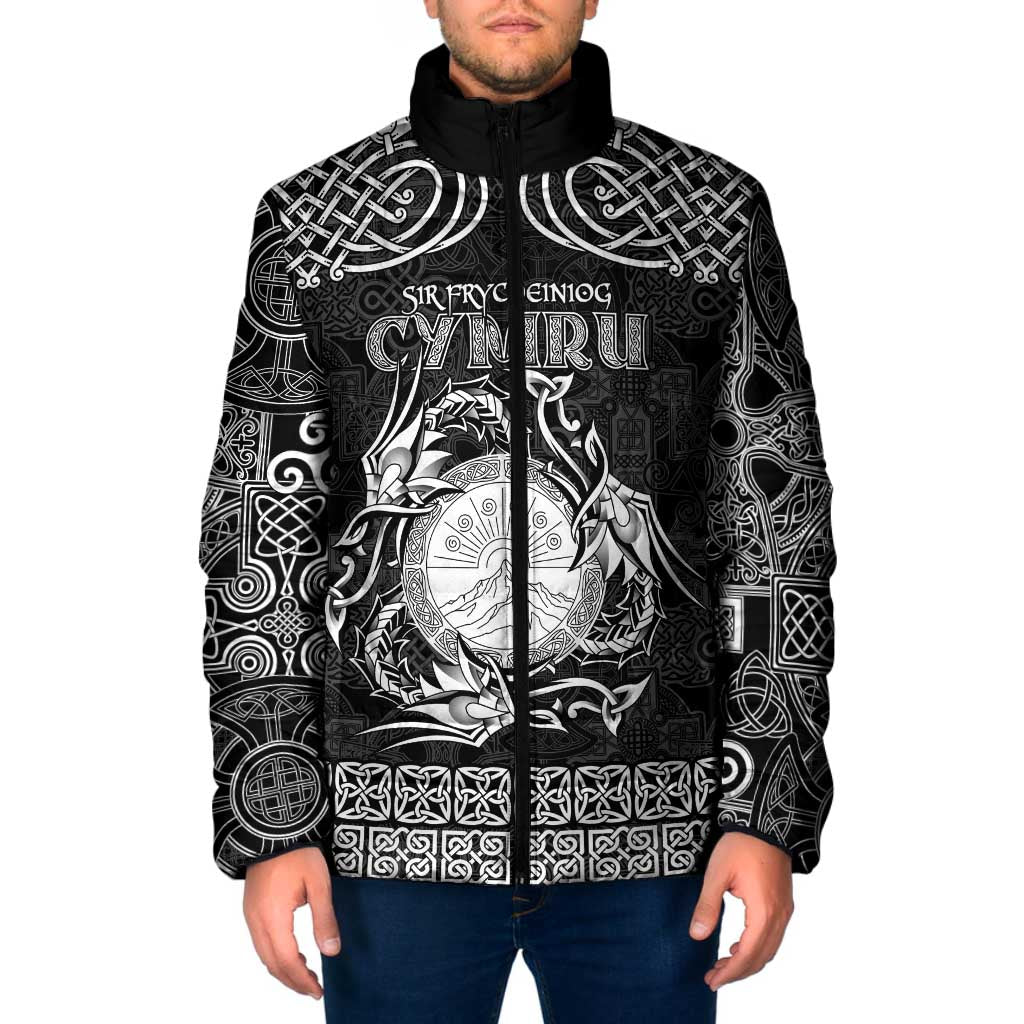 Personalized Brecknockshire Sir Frycheiniog Padded Jacket Black Brecon Beacons Mountain Celtic-inspired - Wonder Print Shop