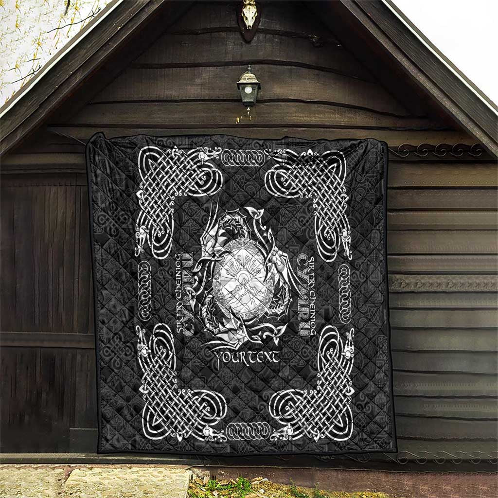 Personalized Brecknockshire Sir Frycheiniog Quilt Black Brecon Beacons Mountain Celtic-inspired - Wonder Print Shop