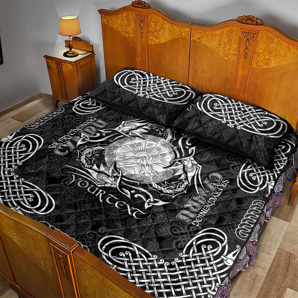 Personalized Brecknockshire Sir Frycheiniog Quilt Bed Set Black Brecon Beacons Mountain Celtic-inspired - Wonder Print Shop