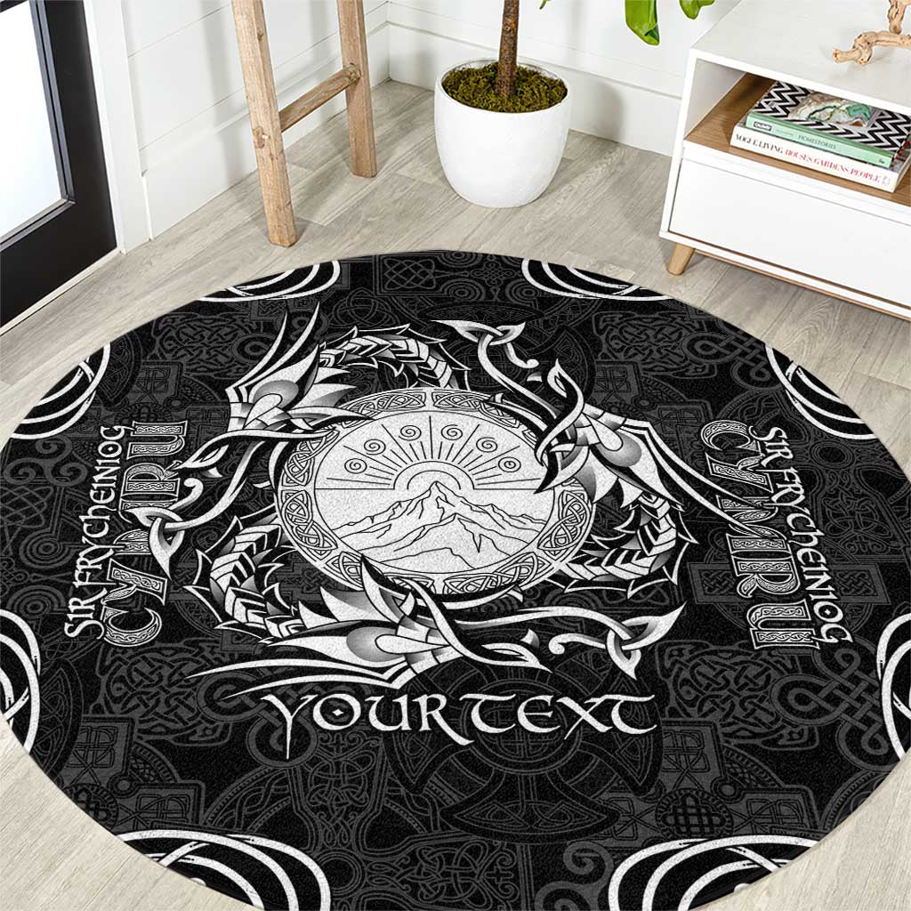 Personalized Brecknockshire Sir Frycheiniog Round Carpet Black Brecon Beacons Mountain Celtic-inspired - Wonder Print Shop