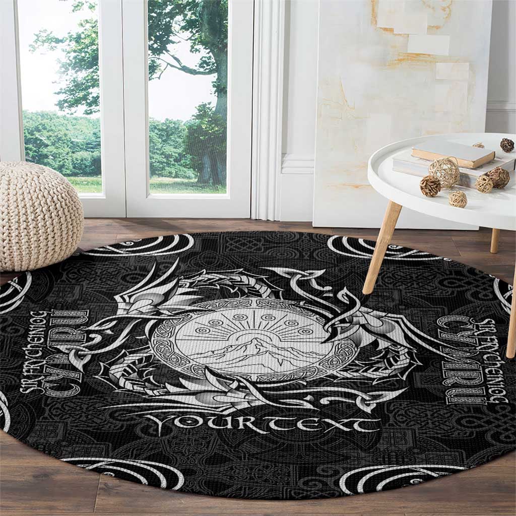 Personalized Brecknockshire Sir Frycheiniog Round Carpet Black Brecon Beacons Mountain Celtic-inspired - Wonder Print Shop