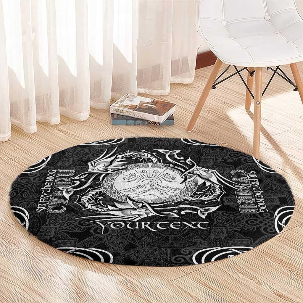 Personalized Brecknockshire Sir Frycheiniog Round Carpet Black Brecon Beacons Mountain Celtic-inspired - Wonder Print Shop
