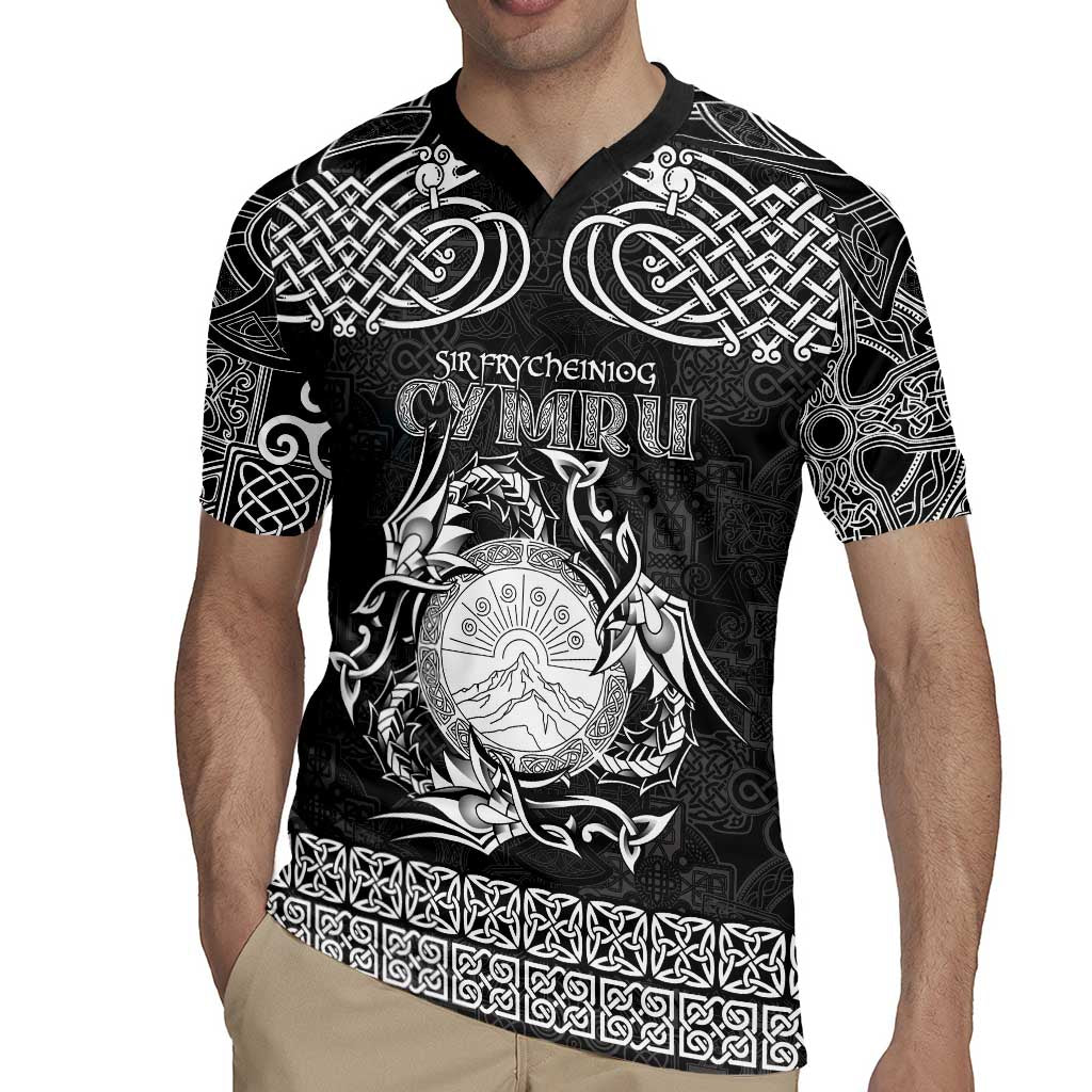 Personalized Brecknockshire Sir Frycheiniog Rugby Jersey Black Brecon Beacons Mountain Celtic-inspired - Wonder Print Shop