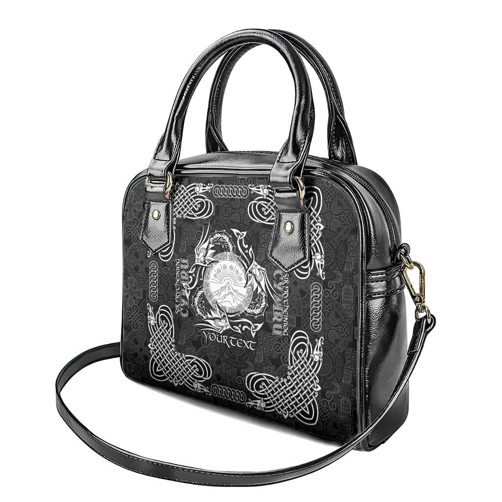 Personalized Brecknockshire Sir Frycheiniog Shoulder Handbag Black Brecon Beacons Mountain Celtic-inspired - Wonder Print Shop