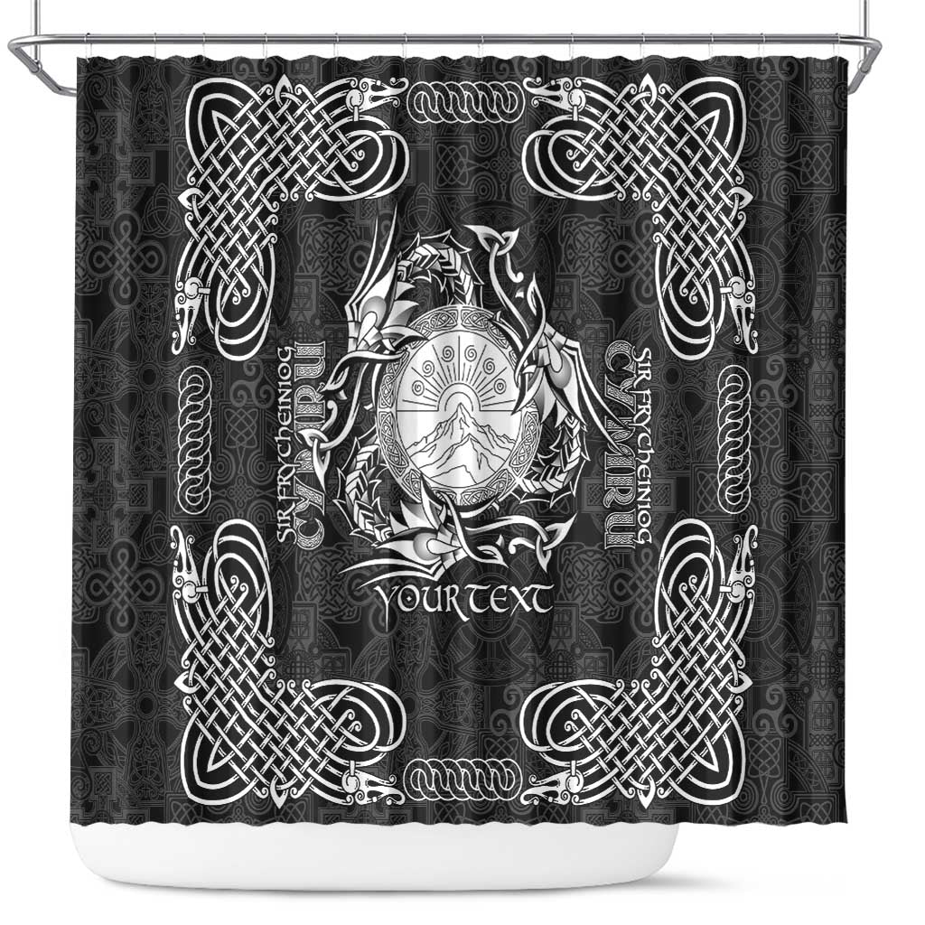 Personalized Brecknockshire Sir Frycheiniog Shower Curtain Black Brecon Beacons Mountain Celtic-inspired - Wonder Print Shop