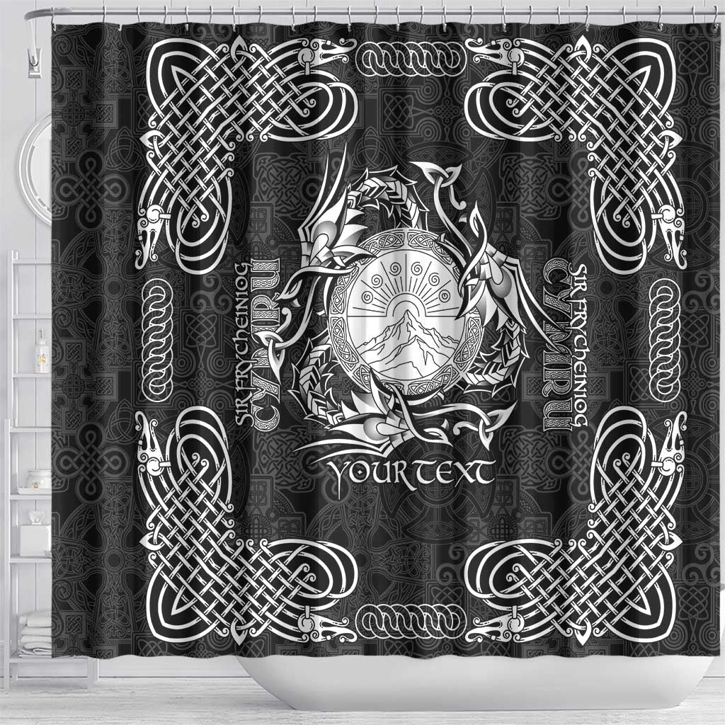 Personalized Brecknockshire Sir Frycheiniog Shower Curtain Black Brecon Beacons Mountain Celtic-inspired - Wonder Print Shop