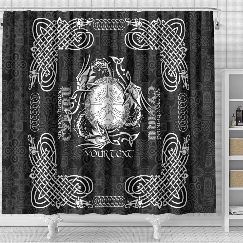 Personalized Brecknockshire Sir Frycheiniog Shower Curtain Black Brecon Beacons Mountain Celtic-inspired - Wonder Print Shop