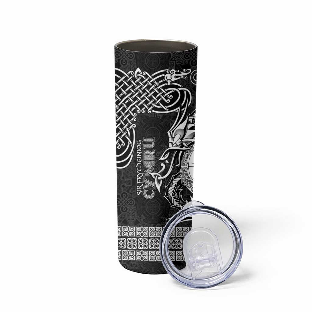 Personalized Brecknockshire Sir Frycheiniog Skinny Tumbler Black Brecon Beacons Mountain Celtic-inspired - Wonder Print Shop