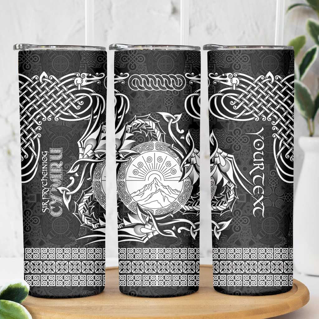 Personalized Brecknockshire Sir Frycheiniog Skinny Tumbler Black Brecon Beacons Mountain Celtic-inspired - Wonder Print Shop