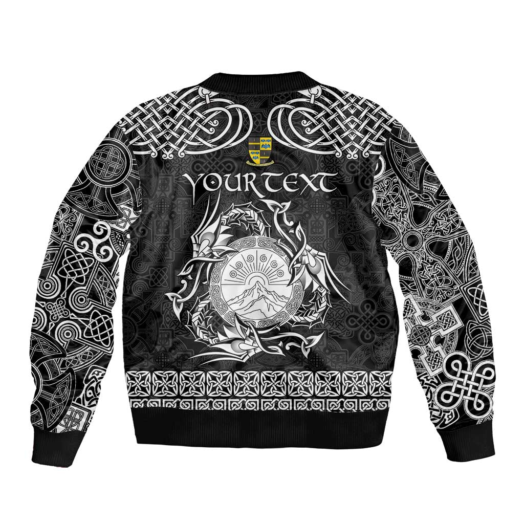 Personalized Brecknockshire Sir Frycheiniog Sleeve Zip Bomber Jacket Black Brecon Beacons Mountain Celtic-inspired - Wonder Print Shop