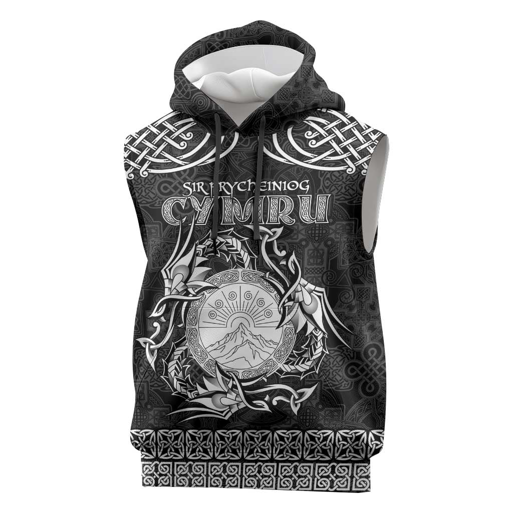 Personalized Brecknockshire Sir Frycheiniog Sleeveless Hoodie Black Brecon Beacons Mountain Celtic-inspired - Wonder Print Shop