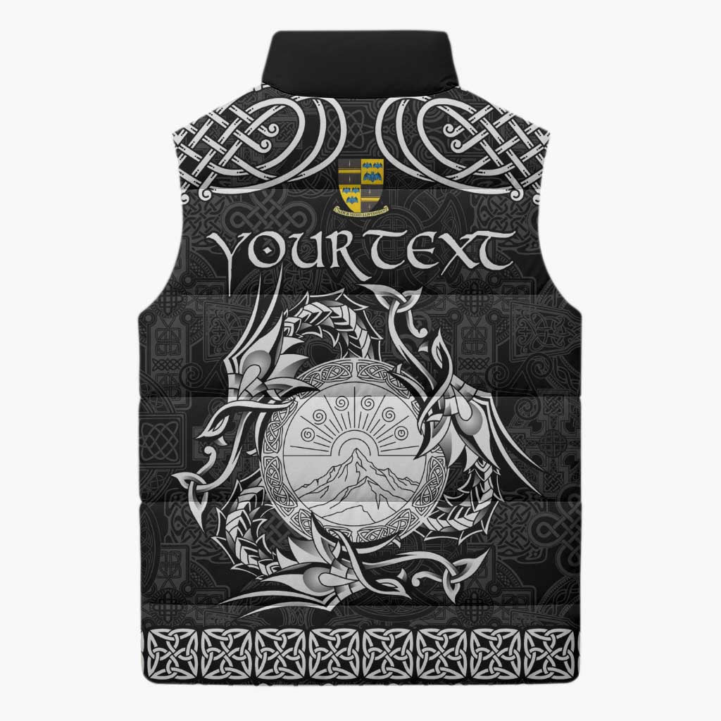 Personalized Brecknockshire Sir Frycheiniog Sleeveless Puffer Jacket Black Brecon Beacons Mountain Celtic-inspired - Wonder Print Shop
