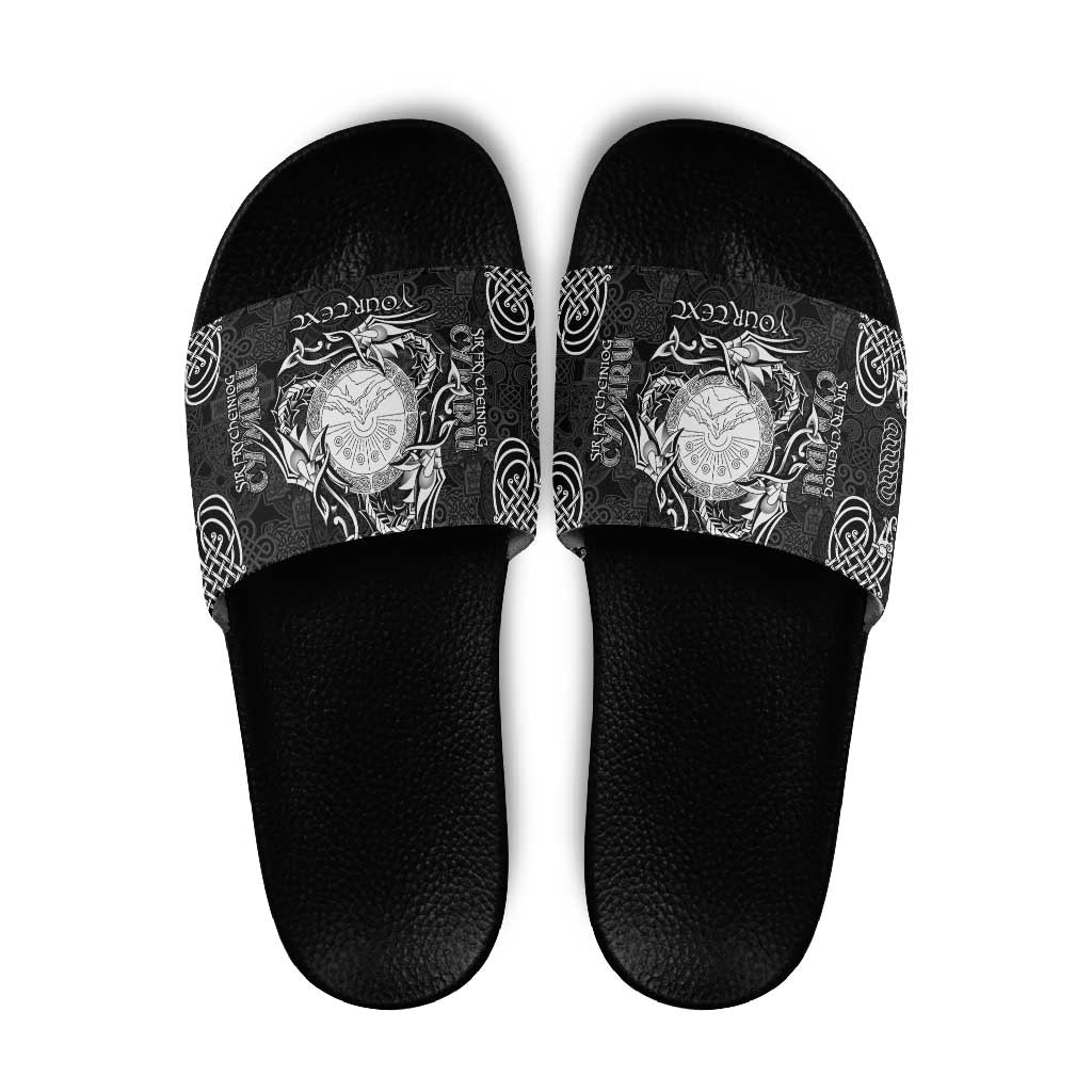 Personalized Brecknockshire Sir Frycheiniog Slide Sandals Black Brecon Beacons Mountain Celtic-inspired - Wonder Print Shop