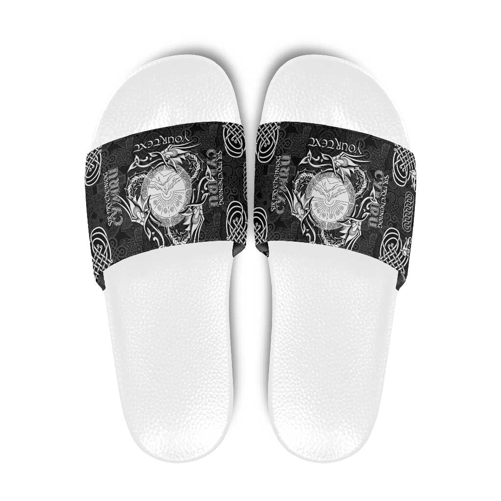 Personalized Brecknockshire Sir Frycheiniog Slide Sandals Black Brecon Beacons Mountain Celtic-inspired - Wonder Print Shop