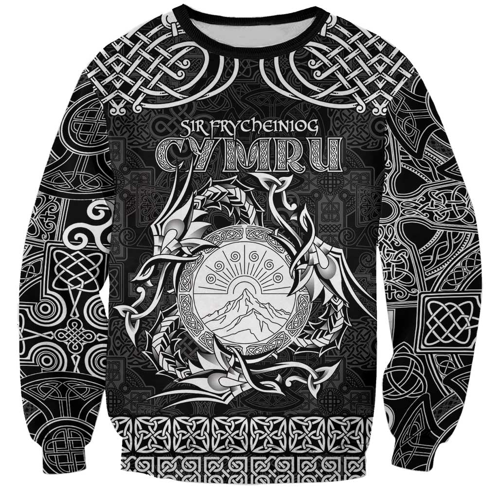 Personalized Brecknockshire Sir Frycheiniog Sweatshirt Black Brecon Beacons Mountain Celtic-inspired - Wonder Print Shop