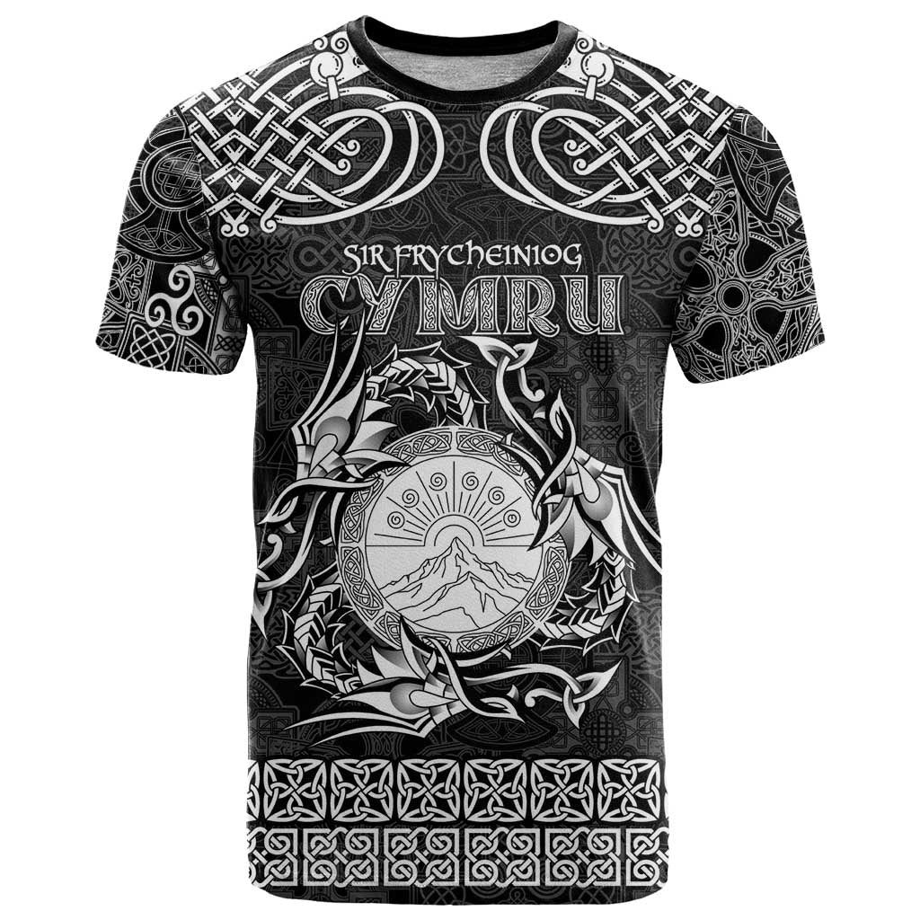 Personalized Brecknockshire Sir Frycheiniog T Shirt Black Brecon Beacons Mountain Celtic-inspired - Wonder Print Shop