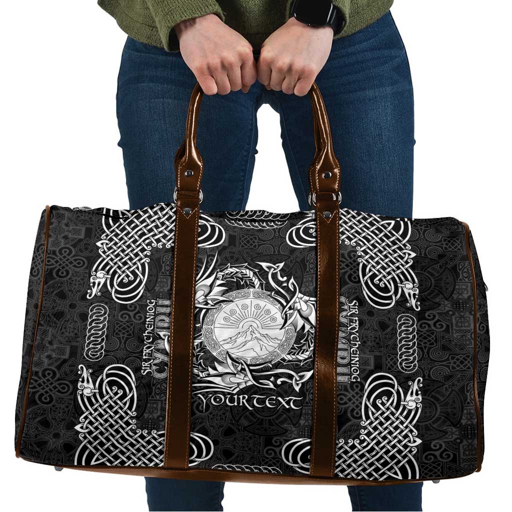 Personalized Brecknockshire Sir Frycheiniog Travel Bag Black Brecon Beacons Mountain Celtic-inspired - Wonder Print Shop