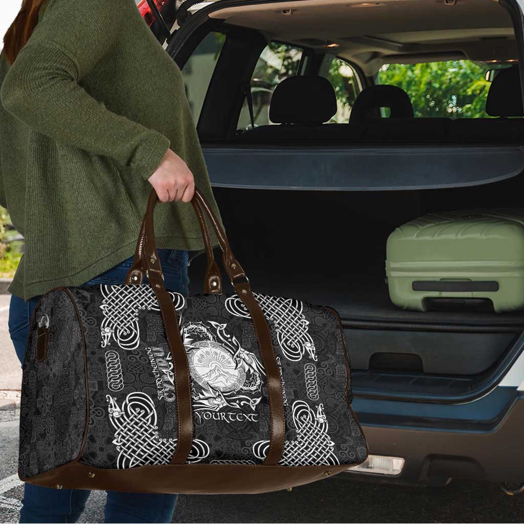 Personalized Brecknockshire Sir Frycheiniog Travel Bag Black Brecon Beacons Mountain Celtic-inspired - Wonder Print Shop