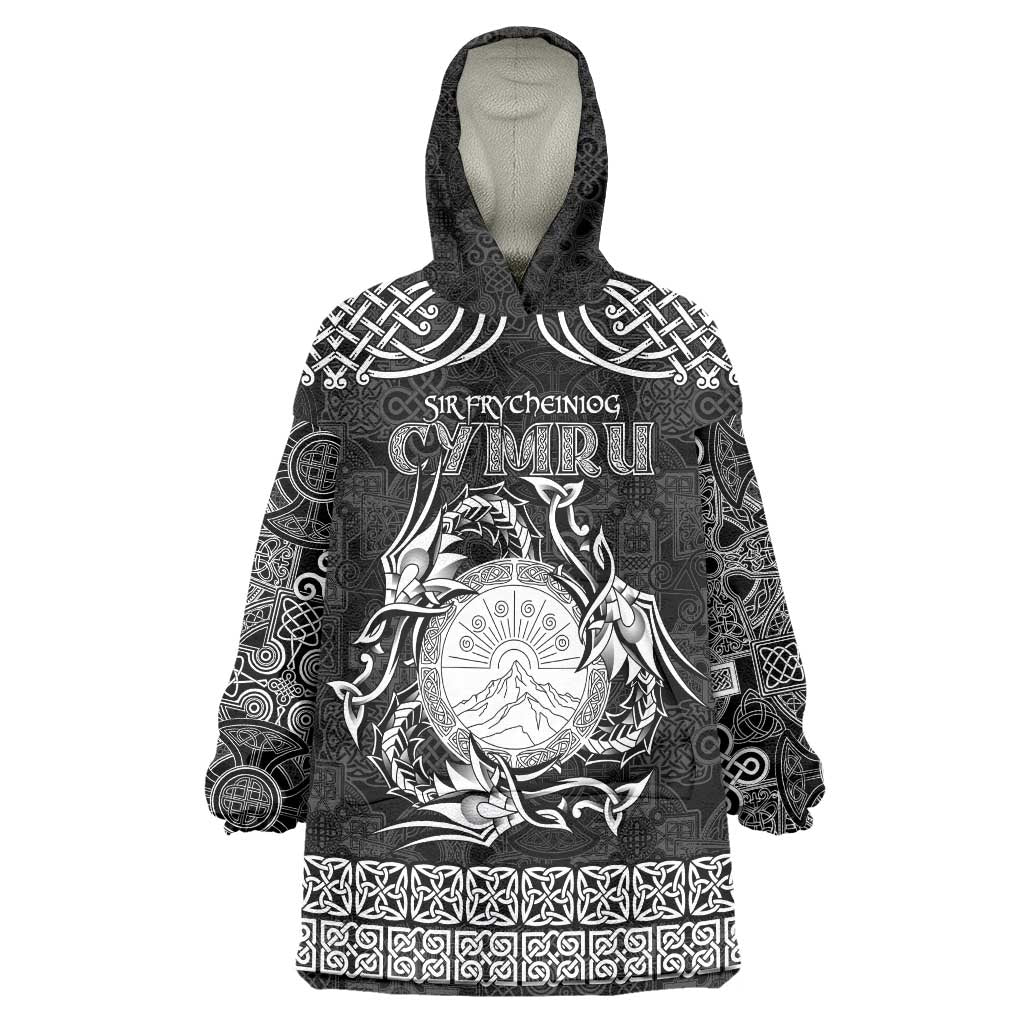 Personalized Brecknockshire Sir Frycheiniog Wearable Blanket Hoodie Black Brecon Beacons Mountain Celtic-inspired - Wonder Print Shop