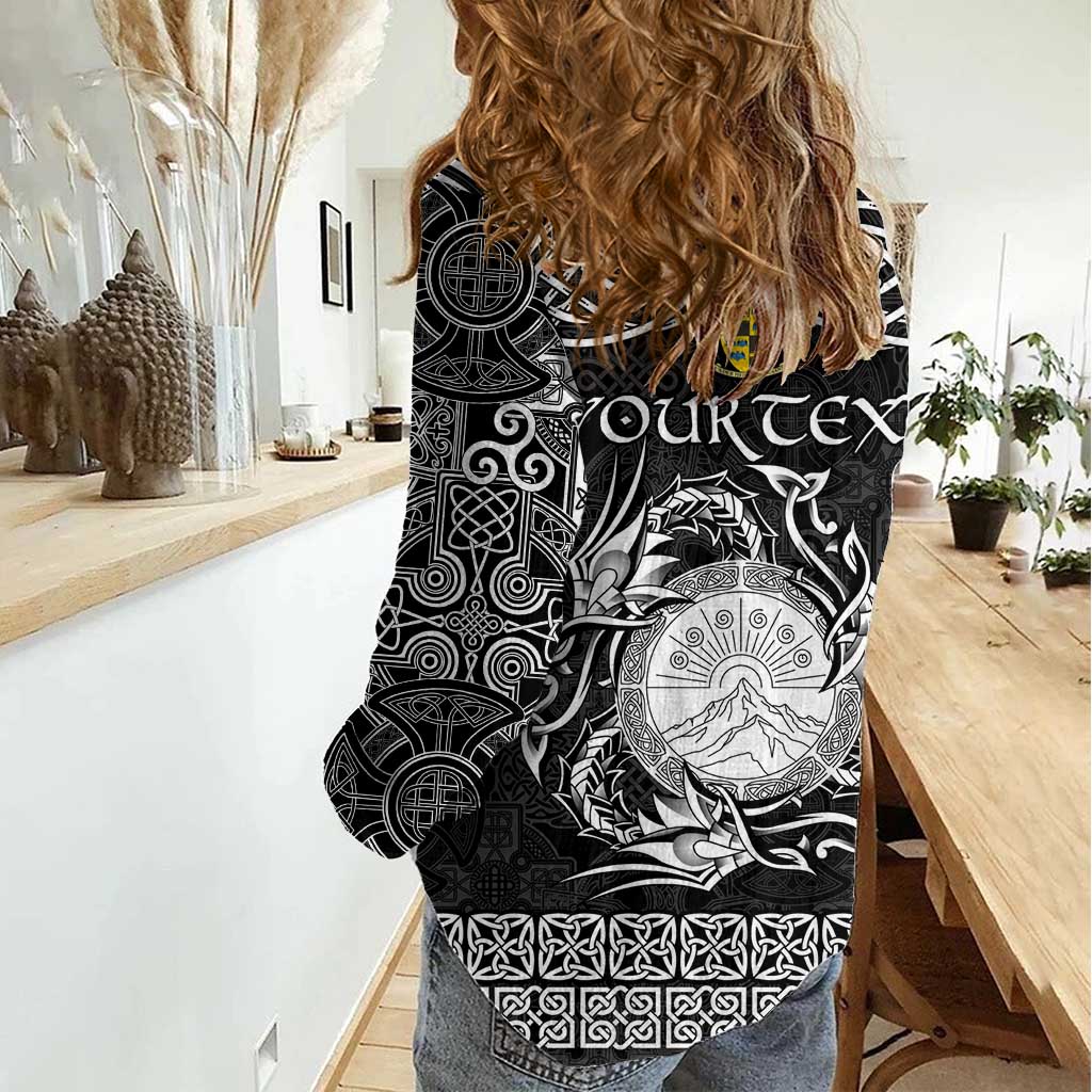 Personalized Brecknockshire Sir Frycheiniog Women Casual Shirt Black Brecon Beacons Mountain Celtic-inspired - Wonder Print Shop