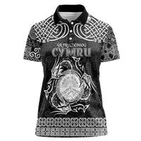 Personalized Brecknockshire Sir Frycheiniog Women Polo Shirt Black Brecon Beacons Mountain Celtic-inspired - Wonder Print Shop