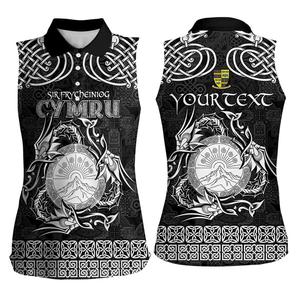 Personalized Brecknockshire Sir Frycheiniog Women Sleeveless Polo Shirt Black Brecon Beacons Mountain Celtic-inspired - Wonder Print Shop