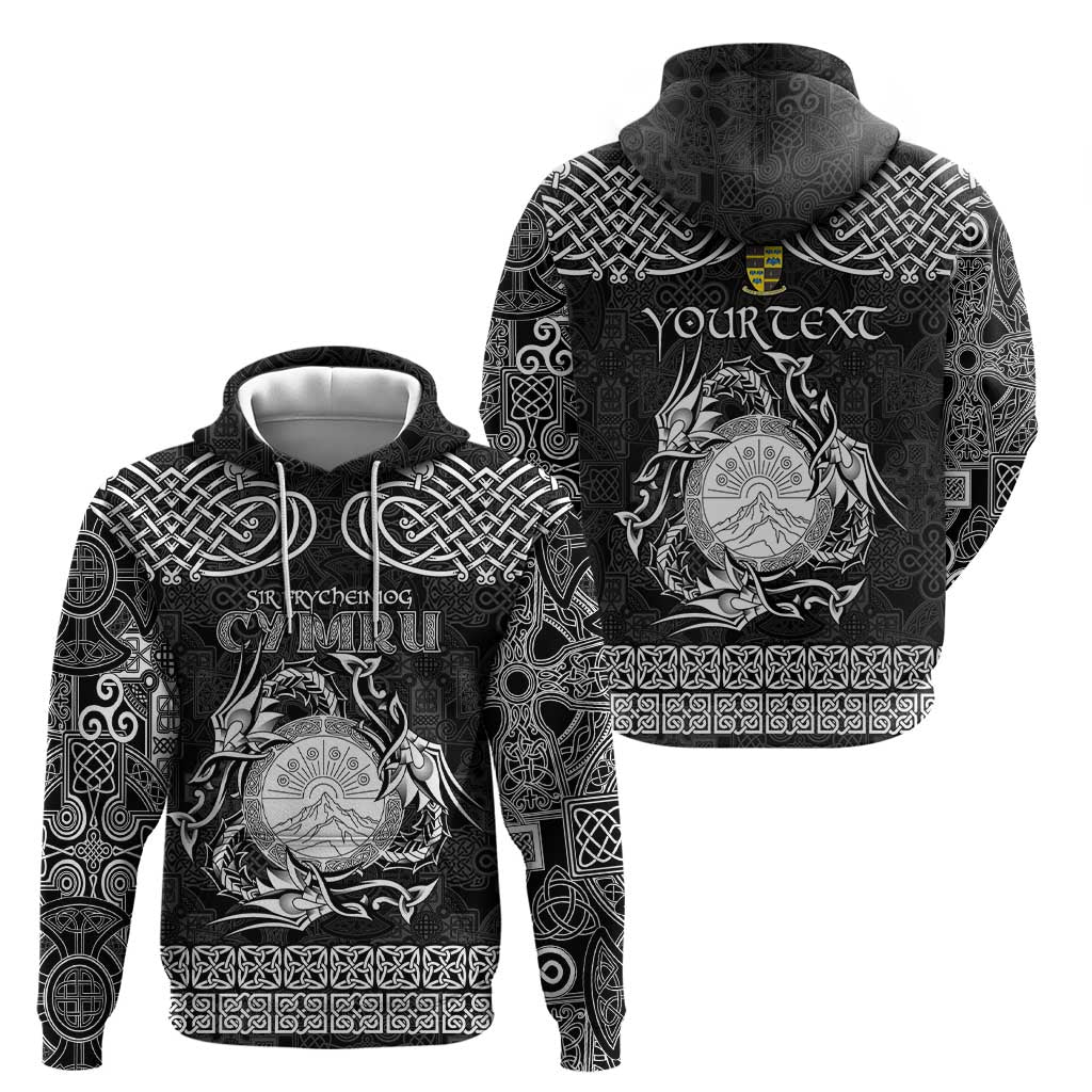 Personalized Brecknockshire Sir Frycheiniog Zip Hoodie Black Brecon Beacons Mountain Celtic-inspired - Wonder Print Shop