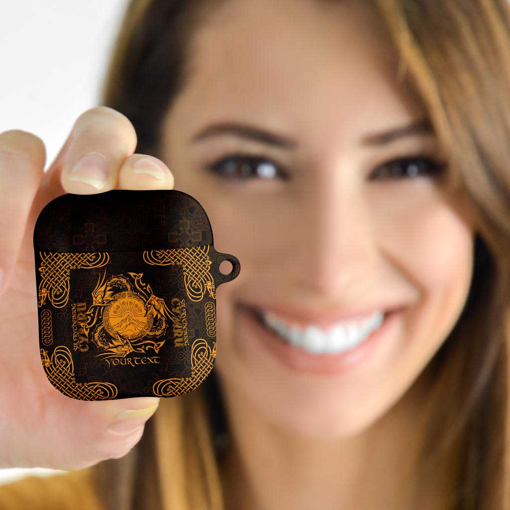 Personalized Brecknockshire Sir Frycheiniog AirPods Case Gold Brecon Beacons Mountain Celtic-inspired - Wonder Print Shop