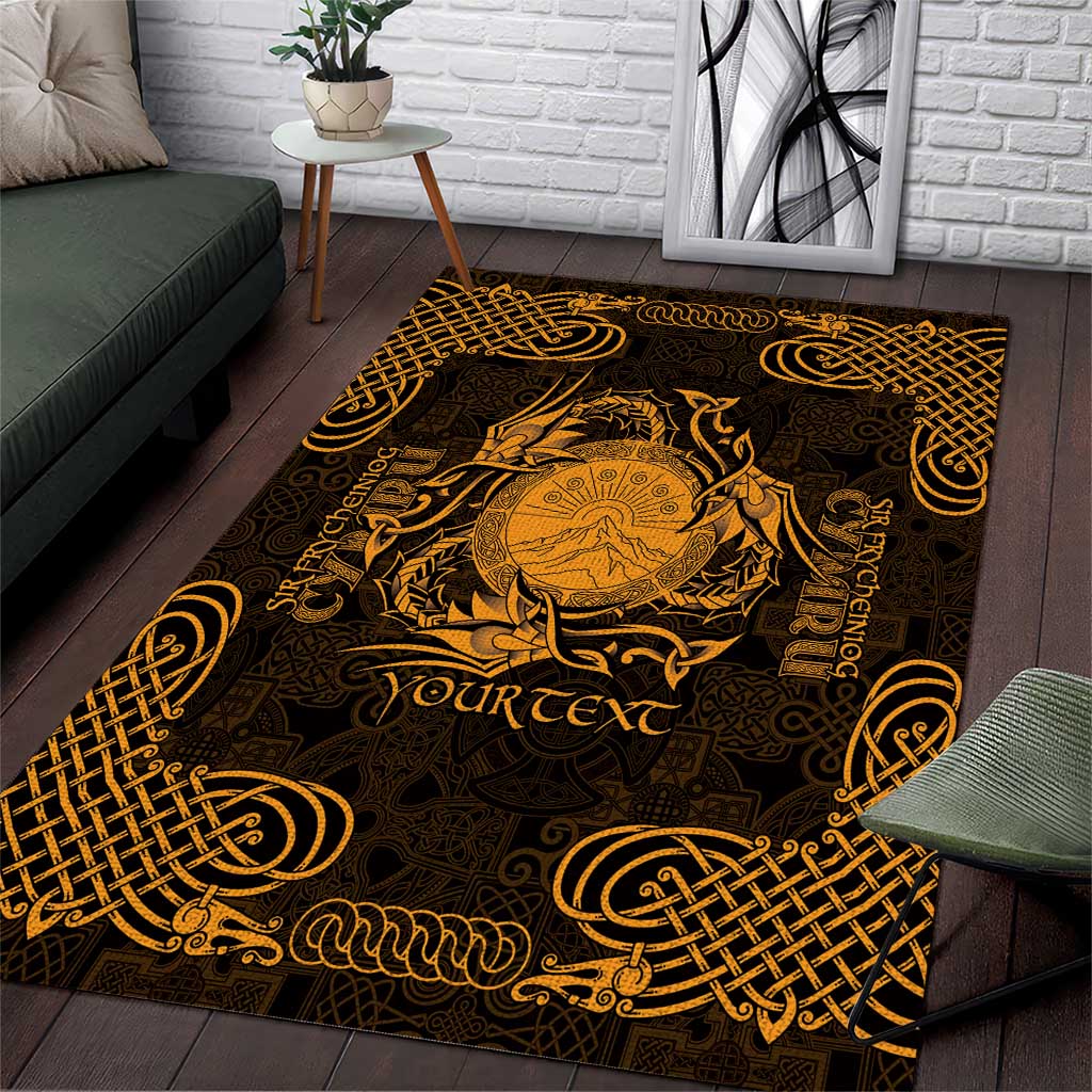 Personalized Brecknockshire Sir Frycheiniog Area Rug Gold Brecon Beacons Mountain Celtic-inspired - Wonder Print Shop